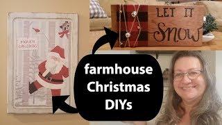 Farmhouse Dollar Store Christmas DIYs~Christmas Wood Signs DIY~Rustic Farmhouse Christmas Decor