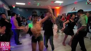 Yaya y George social dancing at Culture Beat Houston Salsa Social