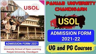 USOL ADMISSION FORMS 2021|USOL Panjab University Chandigarh application form 2021|USOL UG & PG form