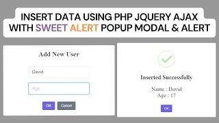 Insert Data Using PHP jQuery AJAX With Sweet Alert Popup Modal & Alert