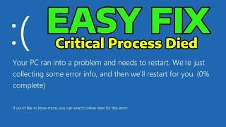 (2025) Fix Stop Code CRITICAL_PROCESS_DIED Windows Error