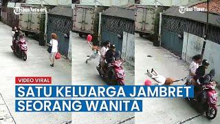 Viral, Video Detik detik Satu Keluarga Jambret Seorang Wanita, Pelaku Bawa Anak