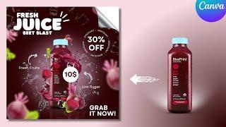 Cold Drinks Advertising Poster Design in Canva | Product ad Poster