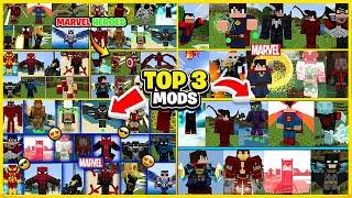 TOP 3 NEW SUPERHERO MODS FOR MINECRAFT PE | MCPE 1.20+