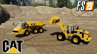 FS19 NEW CAT 966G + CAT 725A DUMPER BIG ROAD TP MAP FARMING SIMULATOR 19 MINING GAMEPLAY