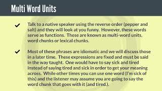 ESL Teaching Multi Word Units