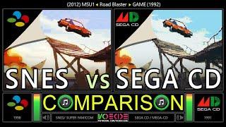 [MSU1] Road Blaster (SNES vs Sega Cd) Side by Side Comparison - Dual Longplay @vcdecide