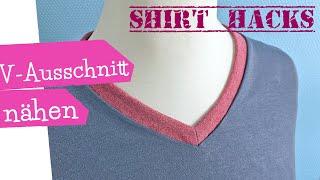 Bündchen an V-Ausschnitt nähen | SHIRT HACK | V-Ausschnitt mit Bündchen nähen V neck | mommymade