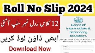 12th class Roll Number Slip 2024 Uploaded on website intermediate roll no slip 2024