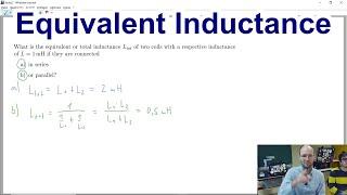 What is the equivalent inductance of two coils of 1 mH each in a series or parallel connection?