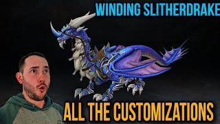 Winding Slitherdrake New Dragon Riding Mount all the Customizations coming in Patch 10.1