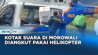 Pengangkutan Kotak Suara di Pedalaman Morowali Utara Pakai Helikopter Polri