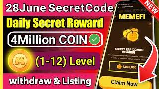 ( Level 1-12 ) Memefi Today 4M Coin Combo Code | Memefi 4,000,000 Coins Code | Memefi Secret Code