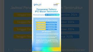 Penawaran IPO Waran Terstruktur dibuka kembali                        bit.ly/WaranGrowinDes