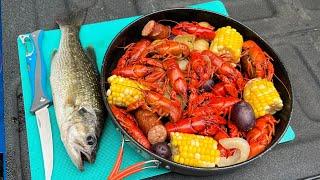 WILD CRAWFISH, Trout and Bass Catch n' Cook! (MUST TRY!)