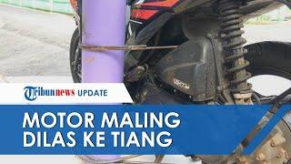 Warga Ciamis Ikat Motor Diduga Milik Pencuri ke Tiang, Tak Akan Dilepas sebelum Pelaku Tertangkap