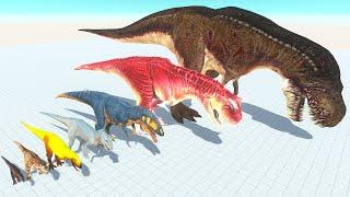 Carnotaurus T-Rex of Evolution VS All Dinosaurs Super Dinosaur Spiderman TRex Rescue Godzilla & Kong