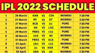 IPL 2022 - BCCI Released the Schedule of IPL 2022 (26 March to 29 May)