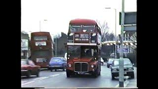 London Buses 1986-Routemasters at Islington Green, Lower Edmonton Station & Hertford Road