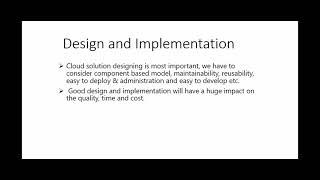Design and Implementation of a Cloud computing| Things to consider while providing cloud solution