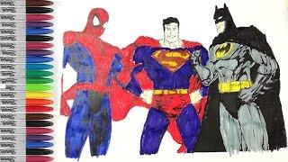 Spiderman, Superman, Batman Coloring Book Superhereos SAILANY Coloring Kids