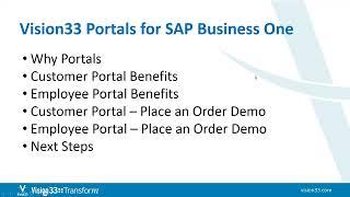 Introducing Vision33 Portals for SAP Business One