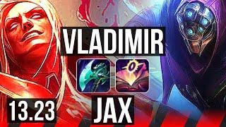 VLADIMIR vs JAX (TOP) | 10/0/1, 10 solo kills, 67% winrate, Legendary | KR Master | 13.23