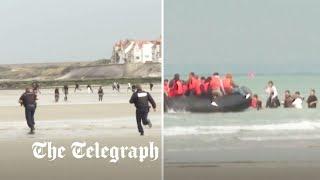 Police chase migrants boarding dinghy one day after 12 people die in sunken boat