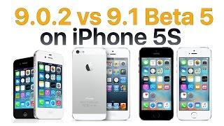 iPhone 5S iOS 9.1 Beta 5 vs iOS 9.0.2