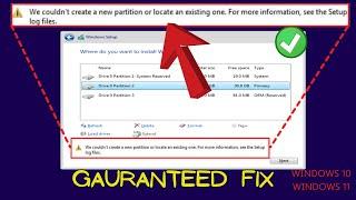Setup was unable to create a new partition or locate an existing one FIX