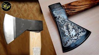 Drawing on metal. How to make an ordinary ax exclusive.