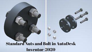 Autodesk Inventor Tutorials- Insert Standard Nut and Bolts in Assembly From Content Center