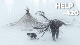 -40° Solo Camping 4 Days | Snowstorm & Hot Tent Surviving a -40° Night - No Tent & No Sleeping Bag