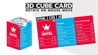 3D Cube Card Rotate on Mouse Move | HTML/CSS/JavaScript