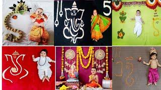 Vinayaka theme baby photoshoot| ganesh chaturthi theme baby photoshoot ideas at home| ganesh theme