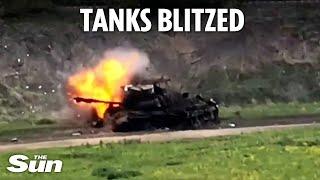 Ukraine drones blast invading soldiers as Russian tanks explode in smoke