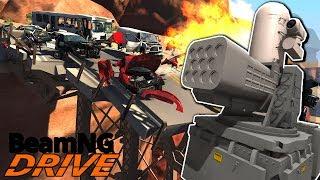 Awesome Missile Launcher Takes Out Bridge Full of Cars! - BeamNG Gameplay & Crashes