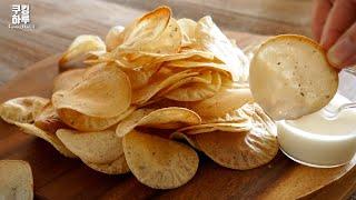 Super Crispy! Not Fried! Perfect Garlic Potato Chips! Garlic Cheese Sauce