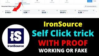 Ironsource self earning trick | ironsource self click trick | ironsource self earning app