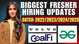 VOLVO, GeeksforGeeks, GoalFi Biggest Hiring | Batch 2022, 2023, 2024, 2025 | BE/Btech/ME/Mtech