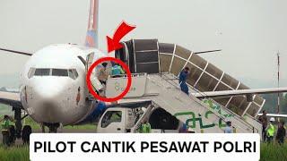 Inilah Pilot Cantik Pesawat Indonesia National Police (POLRI) yang Landing Mulus di Bandara Solo