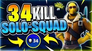 34 KILL SOLO SQUAD! World Record Attempt #2! (Fortnite Battle Royale)