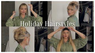 4+ Holiday Hairstyles | DIY Bangs, Curl Hair w/ Straightener, French Twist, Pamela Anderson Hair