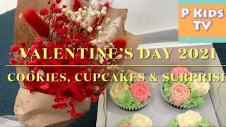 PKIDSTV - SURPRISE VALENTINES DAY 2021 | COOKIE DECORATING AND BUTTERCREAM CUPCAKES | PKIDSTV