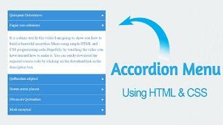 How To Create An Accordion Menu Using Only HTML & CSS