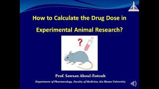 How to Calculate the Drug Dose in Experimental Animal Research? Prof. Sawsan Aboul-Fotouh