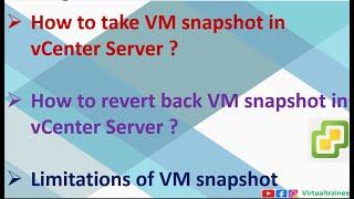 How to take VM snapshot in vCenter Server ? | How to revert back VM snapshot in vCenter Server ?