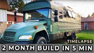 Off-Grid Skoolie Build Timelapse - 2 months in 5 minutes