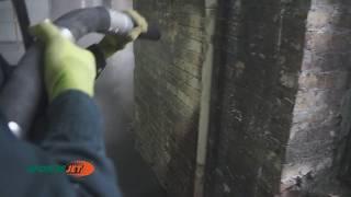 Soot and Aged Contaminant Cleaning from Old Interior Brick Walls