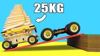 Driving Lego Vehicles Up Slope vs 25Kg Wooden: Experiments with Lego Technic 4K